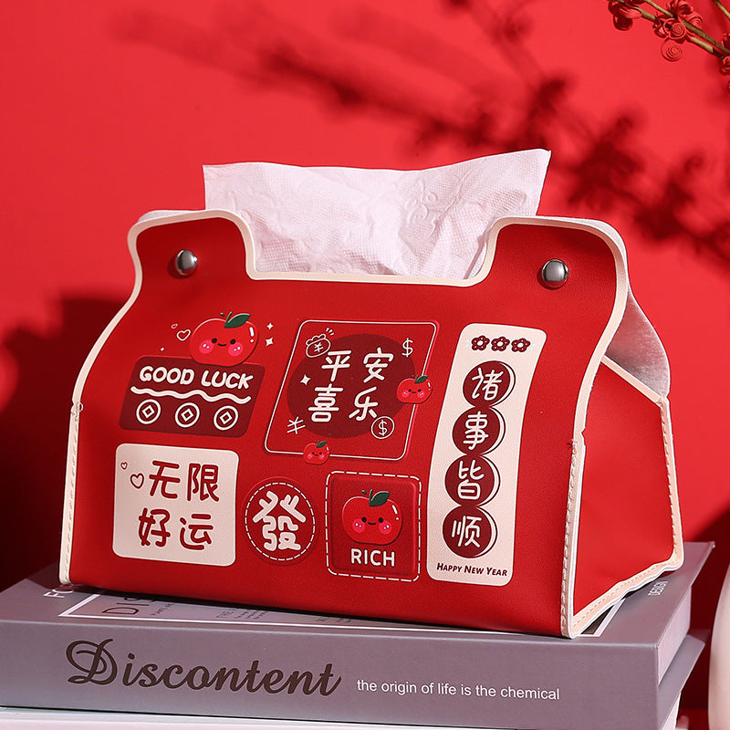 New Year's Geely Tissue Box Festive Creativity Cute Carton Household Living Room Dining Table Restaurant Car Universal Storage