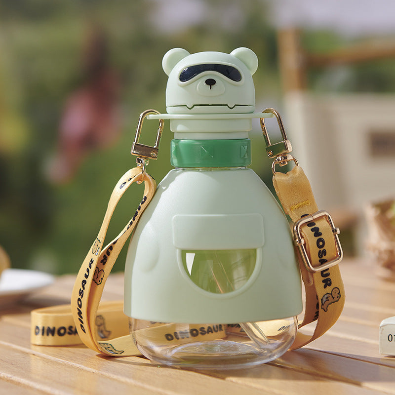 Children's water cup, baby learning to drink silicone straw cup, portable drinking kettle for going out, mineral water straw cover, anti-choking