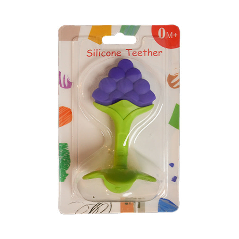 English card pack, silicone baby toothpaste, fruit-shaped chewing glue, newborn two-color three-dimensional toothpaste grinding stick