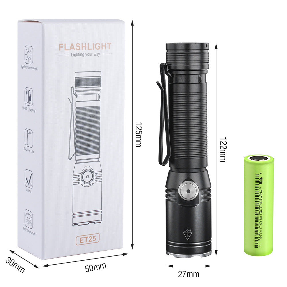 Cross-border new white laser long-range flashlight, strong light charging, super bright outdoor convenient emergency light, patrol flashlight