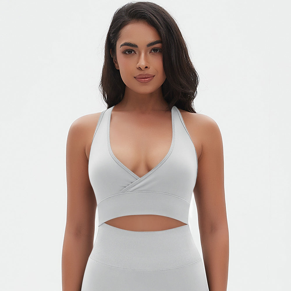 European and american seamless yoga wear sexy backless sports bra breathable push-up yoga bra running fitness tank top for women