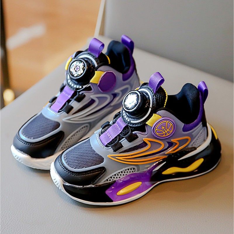 Boys' spring  new collection: rotating buckle kids' athletic chunky sneakers - breathable mesh for older boys