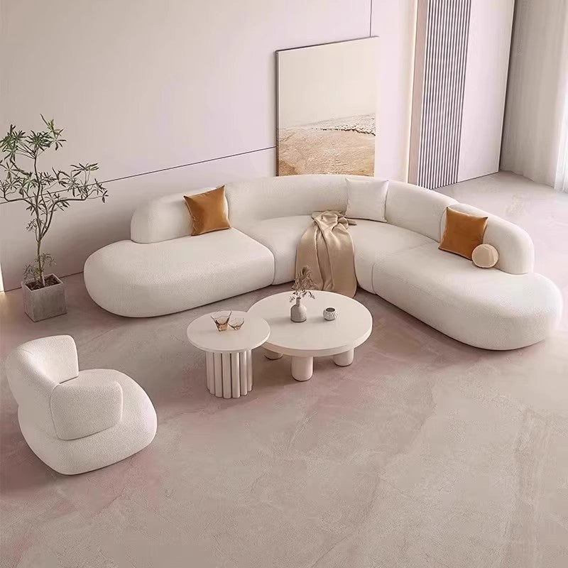Nordic cream style cat scratching leather large apartment popularins style curved beauty salon hotel rest area corner sofa