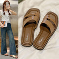 Toe-out slippers for women, french retronew arrival spring and summer k-style retrocasual vacation one-leg roman shoes