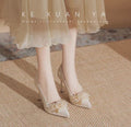 2025 new french champagne rhinestone floral platform heels - women's petite high heels for weddings and special occasions