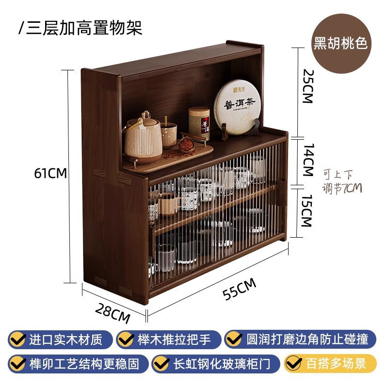 Solid wood bay window cabinet storage locker household balcony renovation window sill antique bookshelf Japanese dust-proof bookcase
