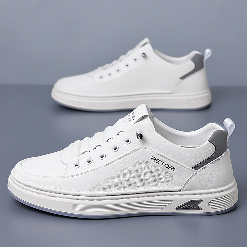 2026 spring new breathable casual men's leather shoes, ultra-light slip-on sneakers, retro new chinese style white shoes for men