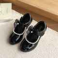 Girls' shiny leather mary janes - new spring/autumn  collection - beaded bow princess shoes - trendy kids' fashion flats