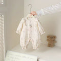 Spring outfit chic romper baby girl floral jumpsuit double layer coat princess style newborn clothes