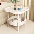 Cream style side table movable bedroom bedside table storage rack for home living room round table creative coffee table sofa side cabinet