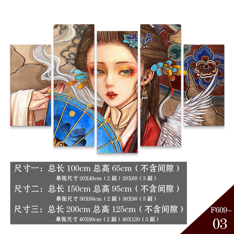Guochaofeng wall decoration painting Hot pot restaurant hotel box background wall mural Peking Opera Huadan face painting