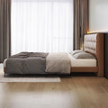 Chocolate leather bed - modern minimalist luxury wedding bed 1.8m - high-end bedroom double upholstered bed