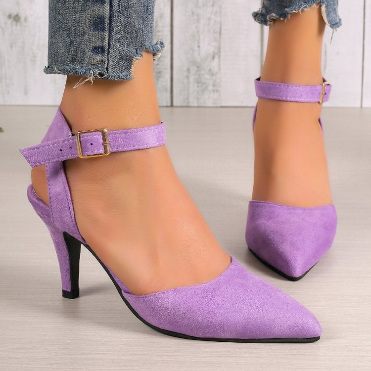 export 2026 summer new pointed-toe square buckle high heels fashionable single shoes stiletto closed-toe women's sandals