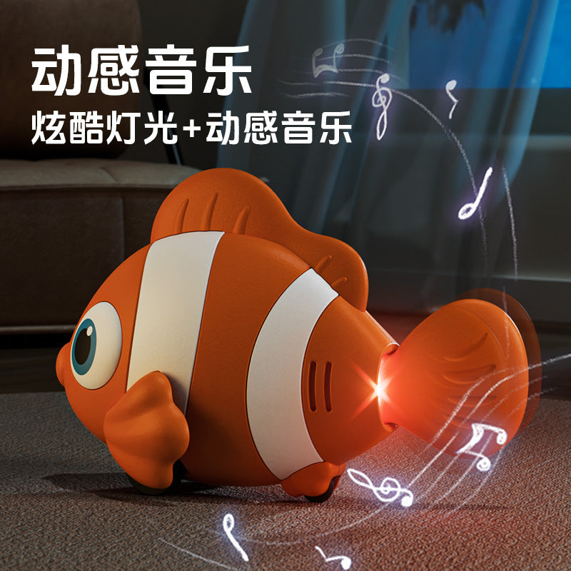 Electric simulation fish automatic sensor to avoid clownfish swing and move educational zoology crawling and chasing kids toys