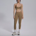 New seamless solid color high-stretch yoga set - 4 piece activewear for running, fitness, and yoga