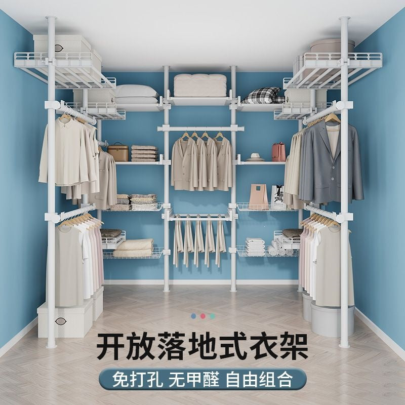38 and 32 diameter overhead clothes hanger pole floor-standing bedroom wardrobe column-type dust-proof combination rental house wardrobe