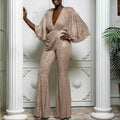 european and american new women's fashion: sequin sexy deep v backless jumpsuit pants - direct sales for  &