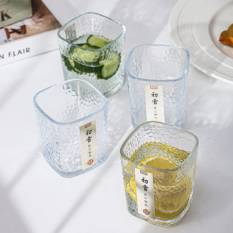 First snow cup hammered glass small tea cup modern casualthickened glass cup heat resistant tea cup wholesale glass water cup