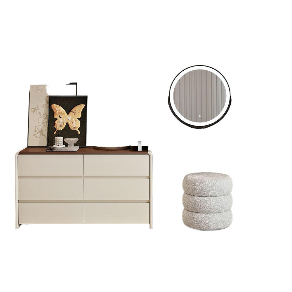 Bedroom dressing table  new walnut chinese cream style modern minimalist chest of drawers integrated makeup computer desk