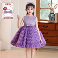 Girls' dress - in stock - baby cake princess dress - round neck tank dress - puffy mesh summer style - children's formal dress