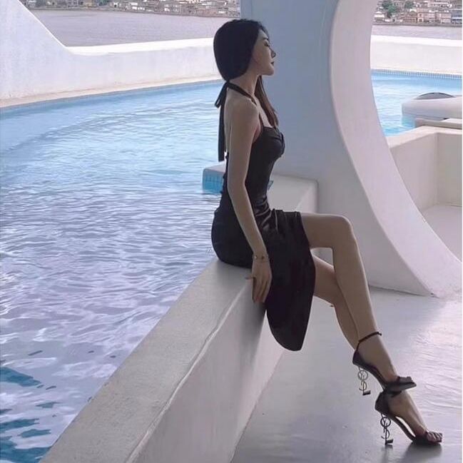 European and american solid color ankle strap heeled sandals women's square toe buckle party letter heel high heels