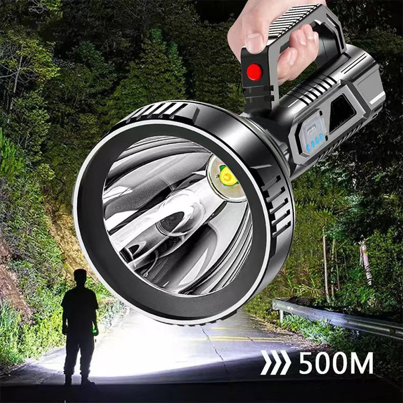 Explosive flashlight, strong light charging, outdoor super bright long-range xenon high-power household portable patrol mine searchlight