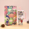 Cartoon labubu stanley 40oz ice tumbler 304 stainless steel insulated mug - large capacity portable travel cup