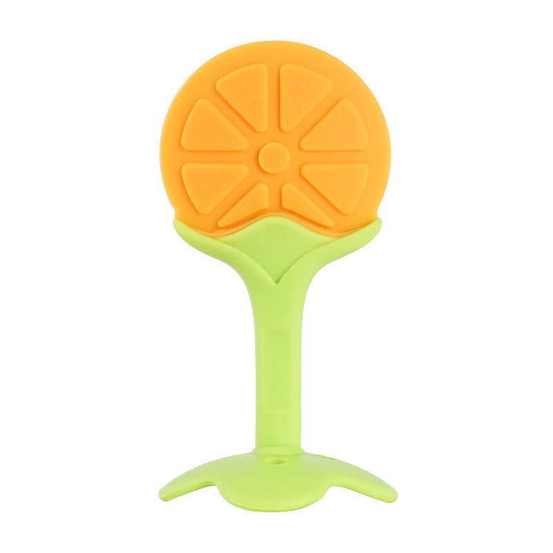 Baby fruit toothpaste baby molar stick food grade silicone biting glue manufacturer two-color three-dimensional strawberry biting music