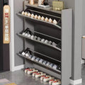 Ultra-thin flip-top shoe cabinet, modern minimalist design, perfect for small apartments. entryway console with concealed handles, multi-layered dustproof storage shoe rack