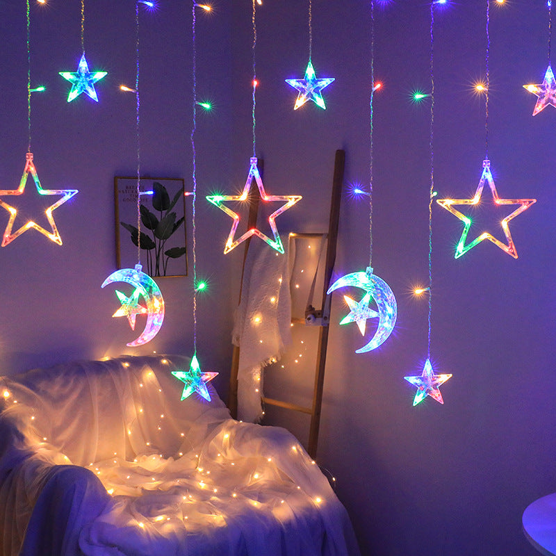 LED star lights, small colorful lights, flashing string lights, gypsy stars, birthday scene decorations, atmosphere, room bedroom layout