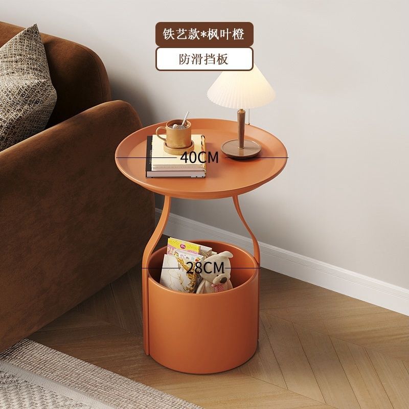 Accessible luxury sofa coffee table movable coffee table small apartment casual bedroom bedside study storage rack balcony round table