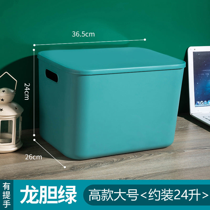 Household contrasting color storage box, wardrobe clothes sorting box with lid, large storage basket, sundries storage box, plastic.
