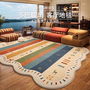 Retro dopamine carpet living room new arrival special-shaped medieval style stain-resistant and easy-care sofa bedroom floor mat non-slip