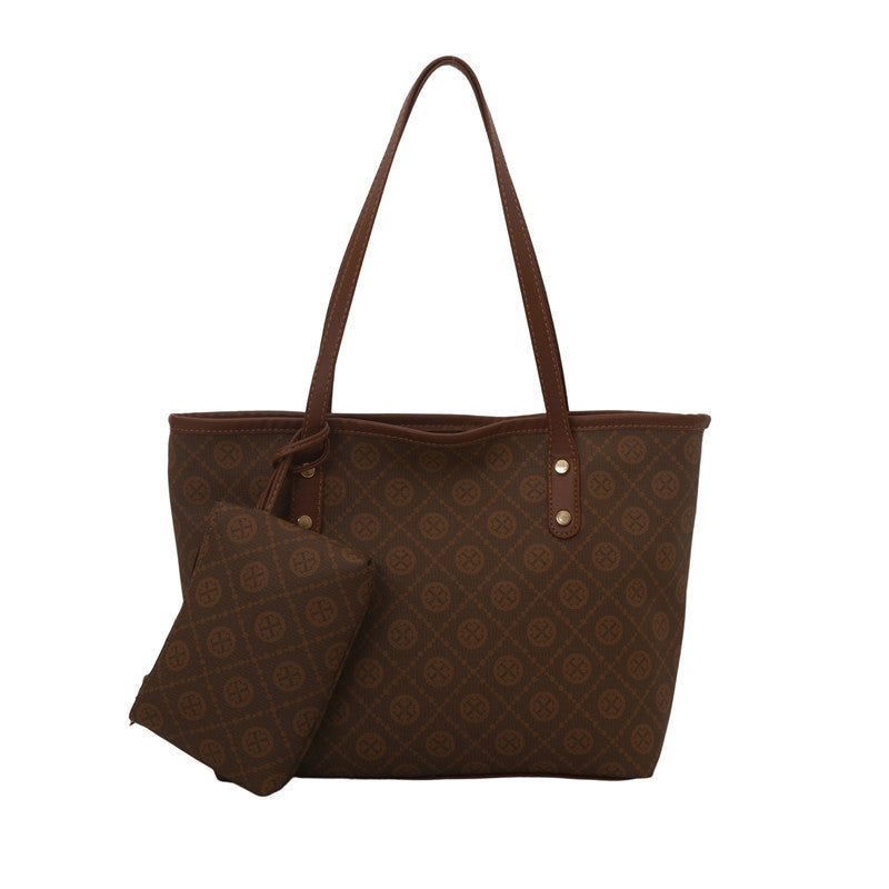 Cross-border 2025 new child and mother bag fashionable retro European and American large-capacity letter printing portable shoulder bag tote bag