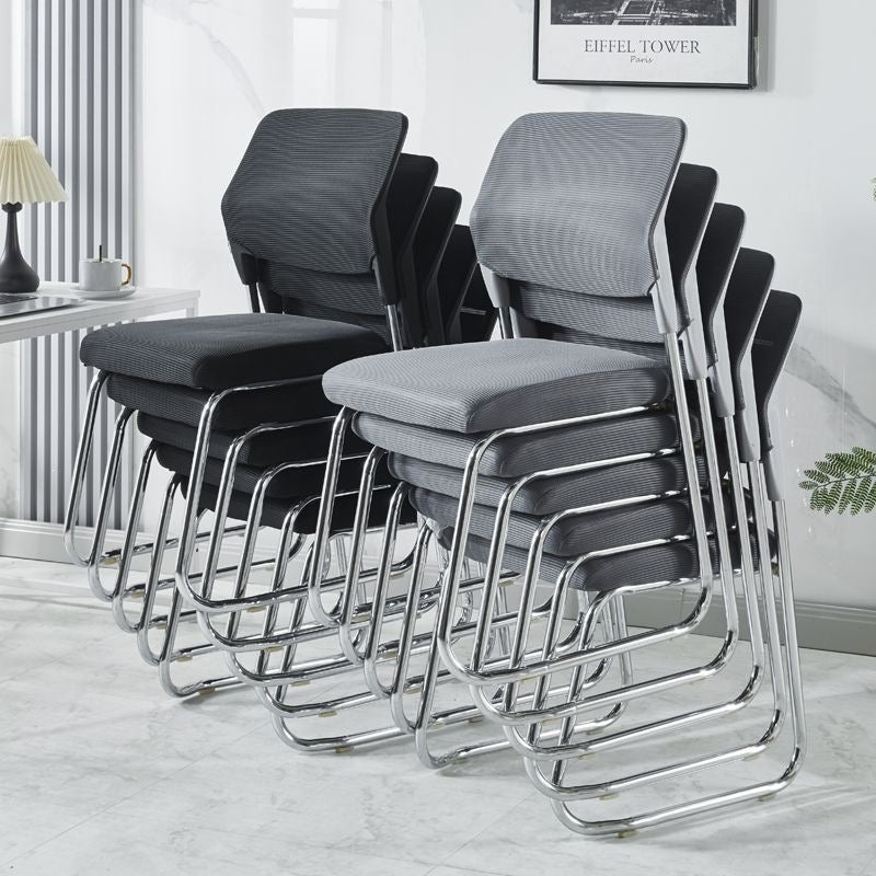 Mesh fabric office chair for computer training, conference room, and extended sitting – ergonomic, minimalist design with mahjong armrests, breathable and suitable for reception areas