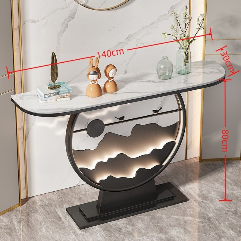 Wall-mounted console table for entryway, home, hallway, with led light strip, rock slab top, new style living room console cabinet for hallway end