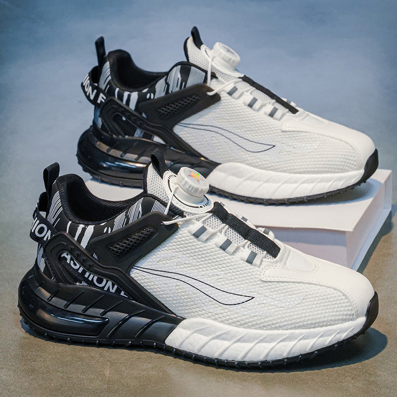 Rotating buckle men's shoes spring 2026 new youth casual running sneakers height increasing versatile dad shoes trendy sneakers