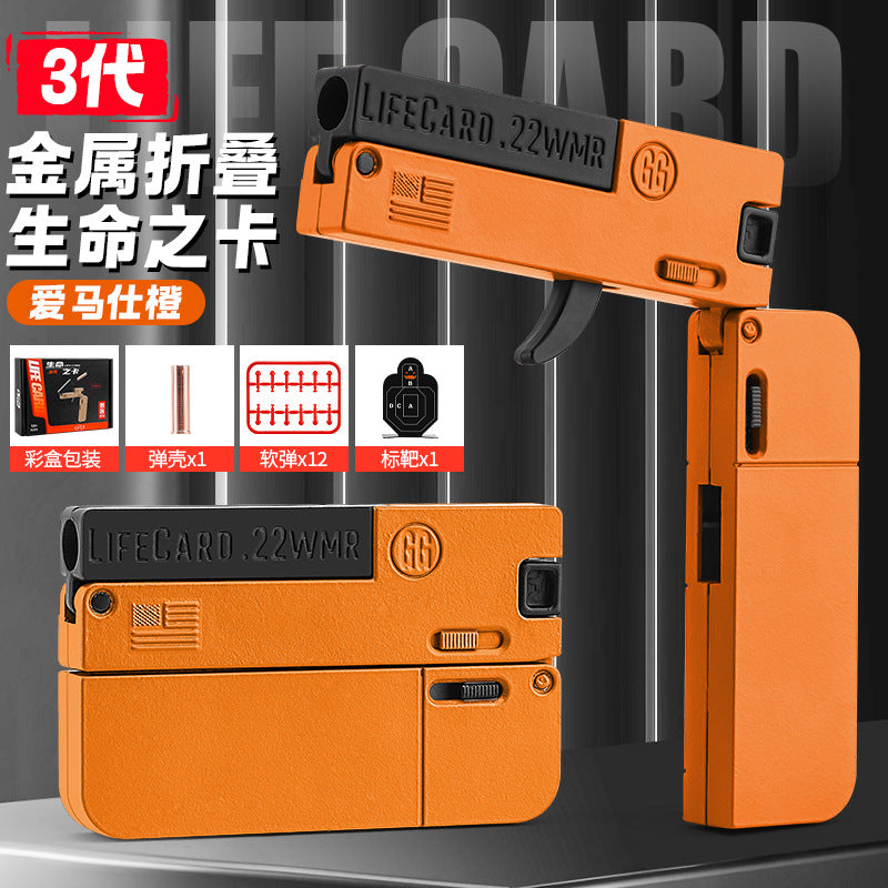 new arrival alloy folding spray life card toy gun can launch soft bullets security pistol kids boys