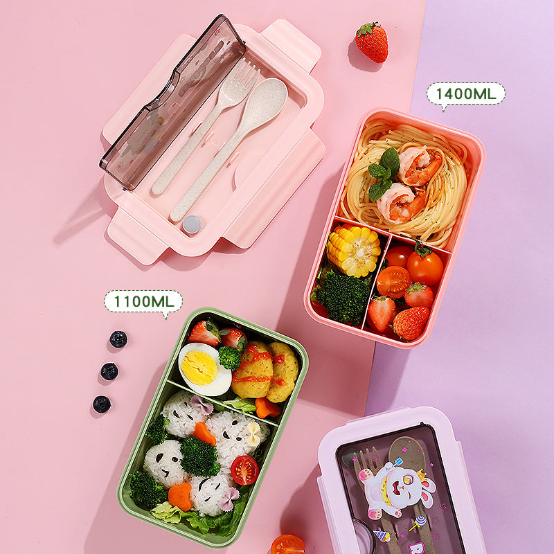 Microwaveable lunch box with lid - perfect for office workers, keeps food fresh, airtight plastic bento box