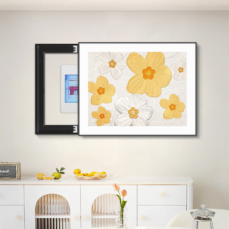 Cream wind flower meter box decorative painting non-punching distribution box hanging painting creative blocking switch box mural