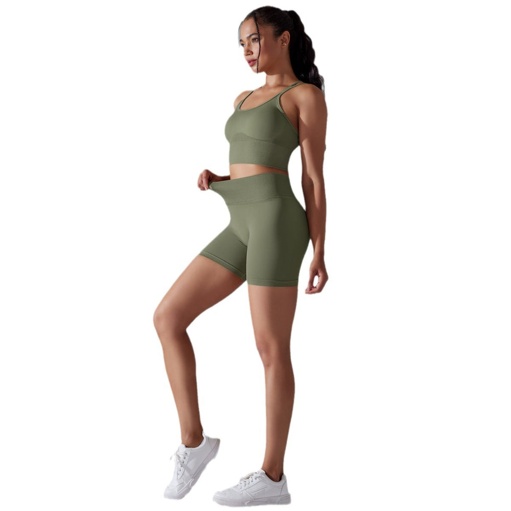 new high-waisted peach lift butt leggings set - activewear with racerback yoga top for running, training, and fitness
