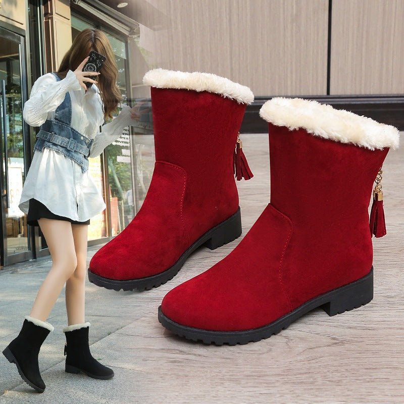 plus size snow boots for women winternew arrival suede fur lining heattech sleeve thick sole cotton boots wholesale