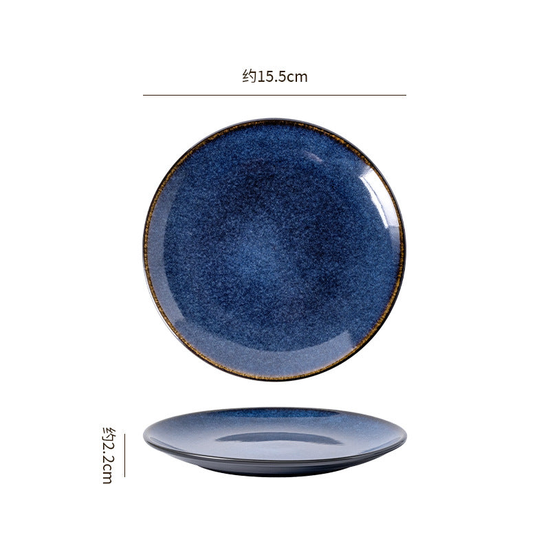 Retro high-looking ceramic stylish dessert plate shallow plate restaurant hotel cooking plate steak western food plate snack plate
