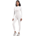 New arrival cross-border fashion half-open zipper tight pure color high elastic long yoga wear fitness running sports jumpsuit