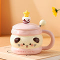 New cartoon cute pet high-value ceramic mug with lid, color glaze craftsmanship, for home and office use - wholesale