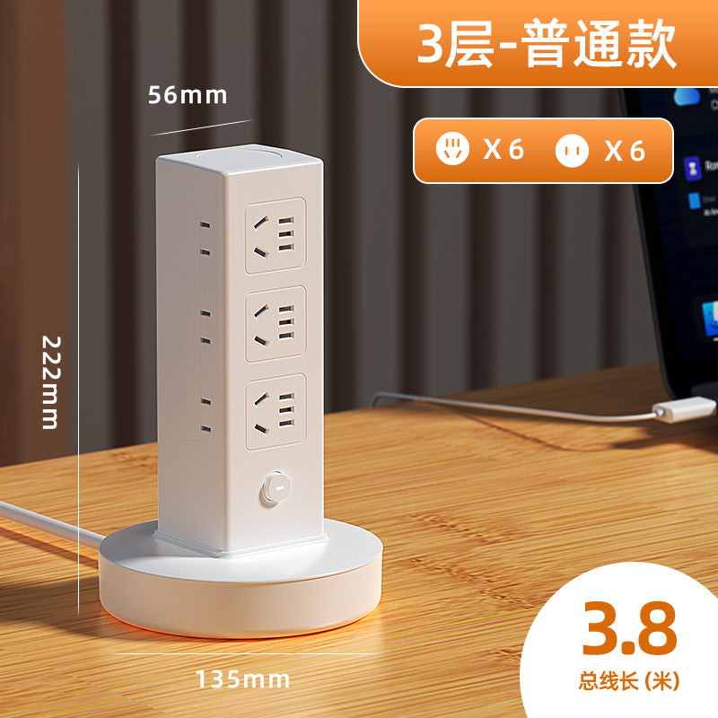 Vertical storage socket panel multi-port usb power strip for home and office - multifunctional desktop power strip
