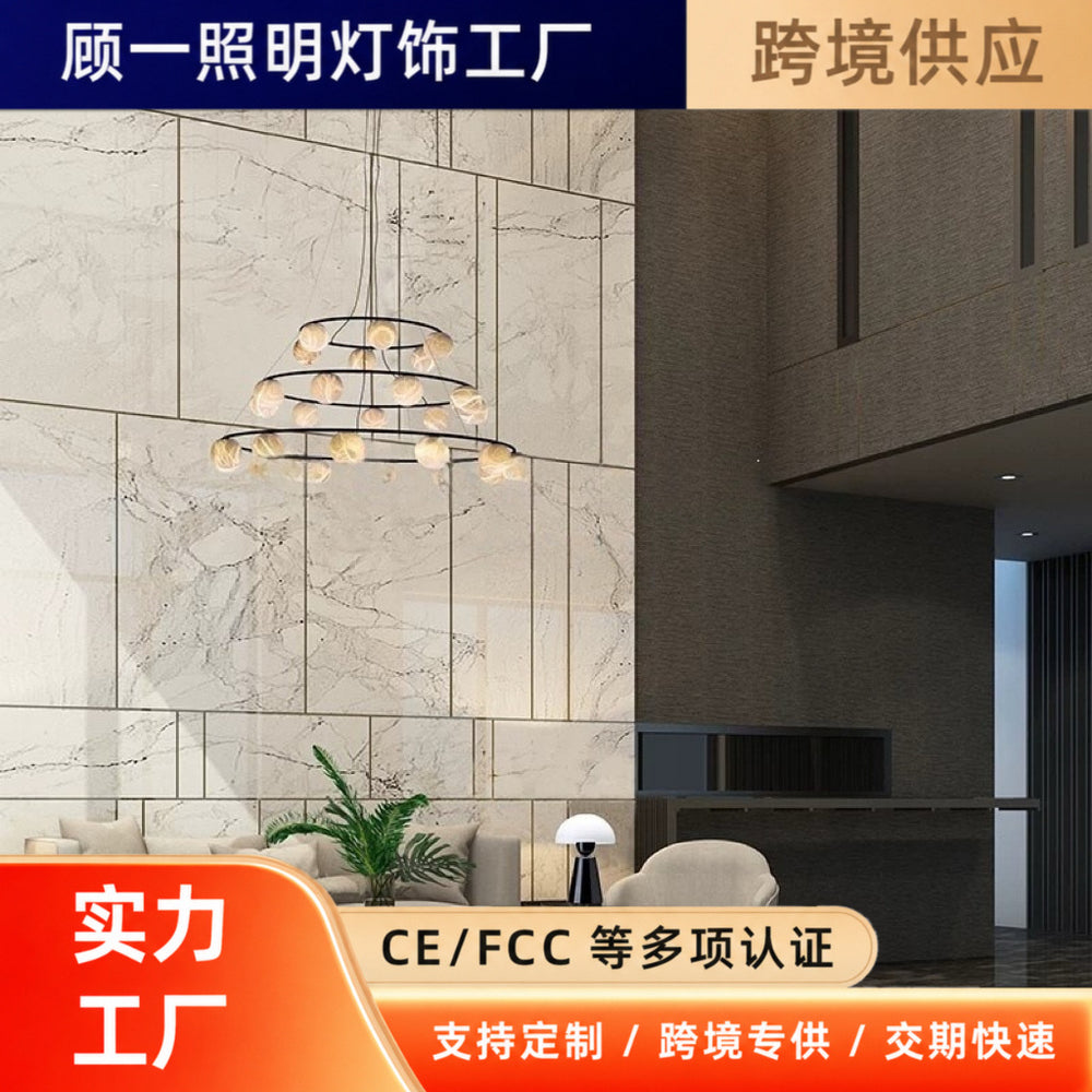 All-copper natural marble living room chandelier - minimalist bedroom, dining room, showroom designer light - light luxury - eu ce certified