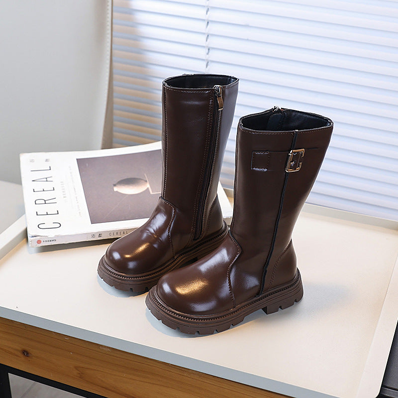 Girls' fashion high boots - new autumn/winter  korean style children's british-inspired martin boots - double-layer cotton fashion boots