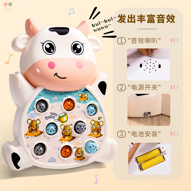 Kids educational electric whack-a-mole infant early education game console pig cow style music toy fun for men and women