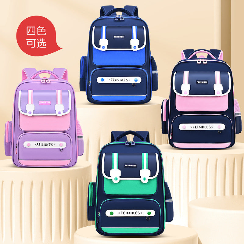School bags for primary school girls, spine care and burden reduction for boys, large-capacity children's school bags for grades 1-6, double-shoulder school bags wholesale.